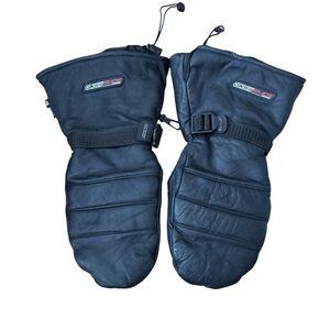 Men’s GKS Genuine Leather Black Mittens. Lamb Fur Lining